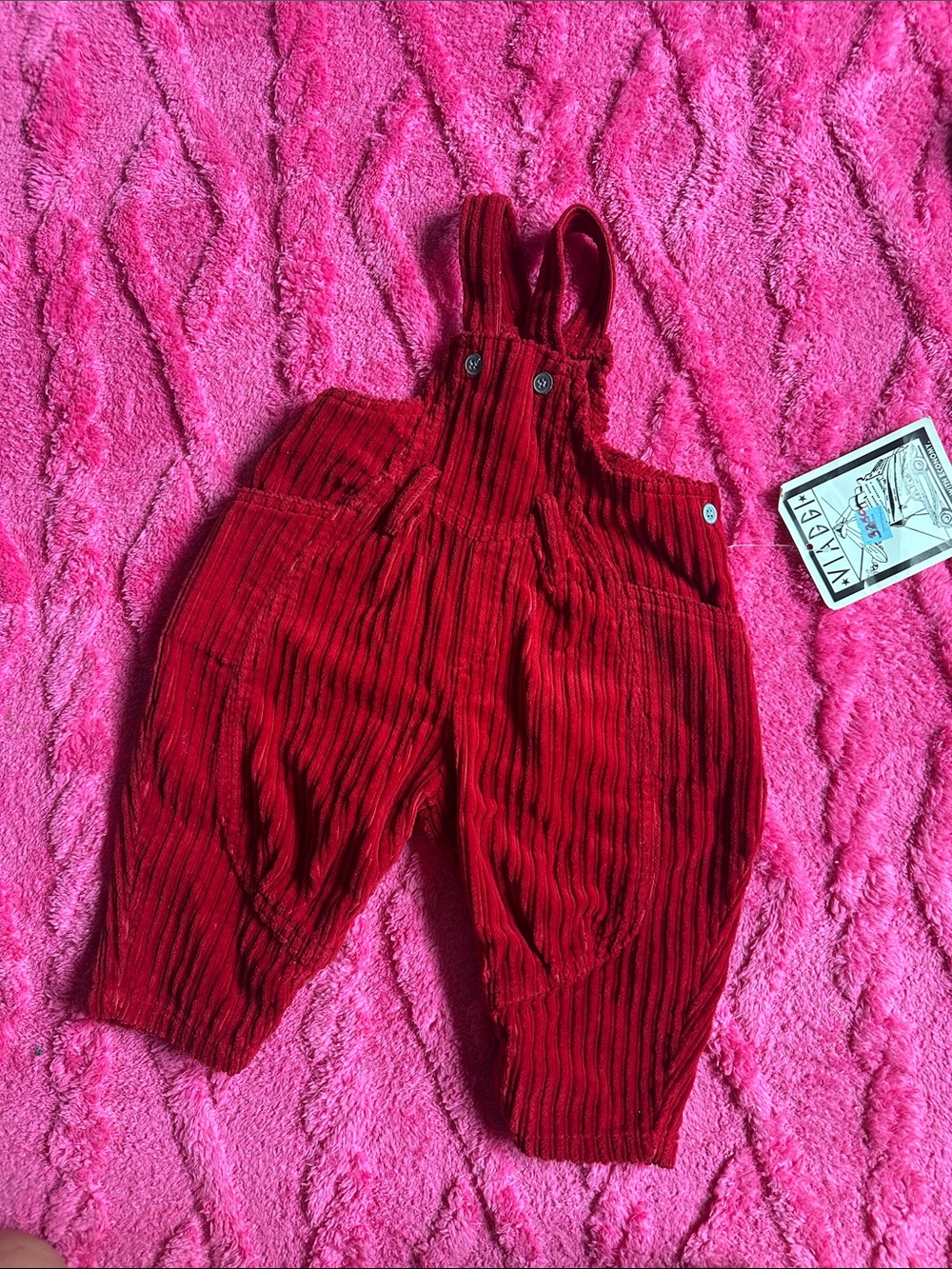 Vintage luxury 80s 90s Red Corduroy baby unisex Overalls Viaggi
